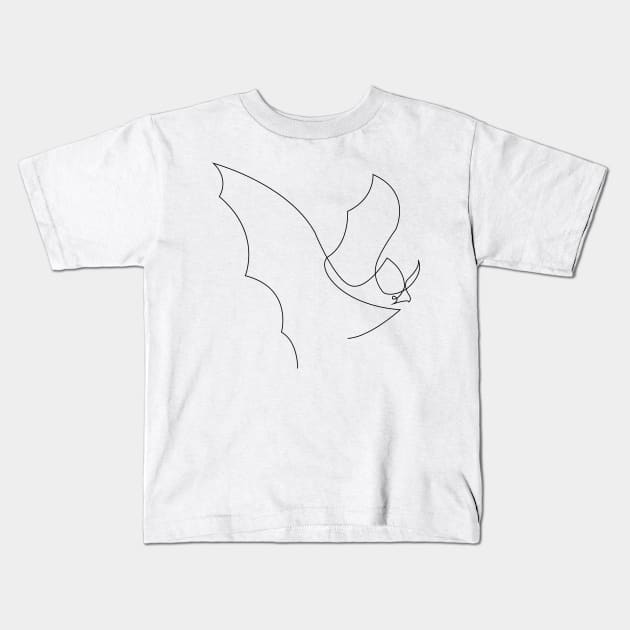 Night Hunter - One Line Bat Kids T-Shirt by addillum